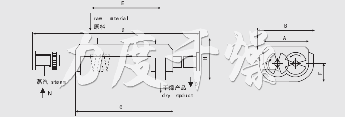 槳葉干燥機(jī)外形尺寸圖 槳葉干燥機(jī)外形尺寸圖